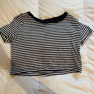 Forever 21 black and white striped crop top